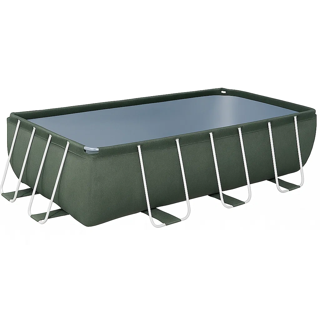 Piscine tubulaire rectangulaire 703x350xh125 cm vert foncé avec échelle avec filtre à sable MlnNmzv193rn-Meuzen