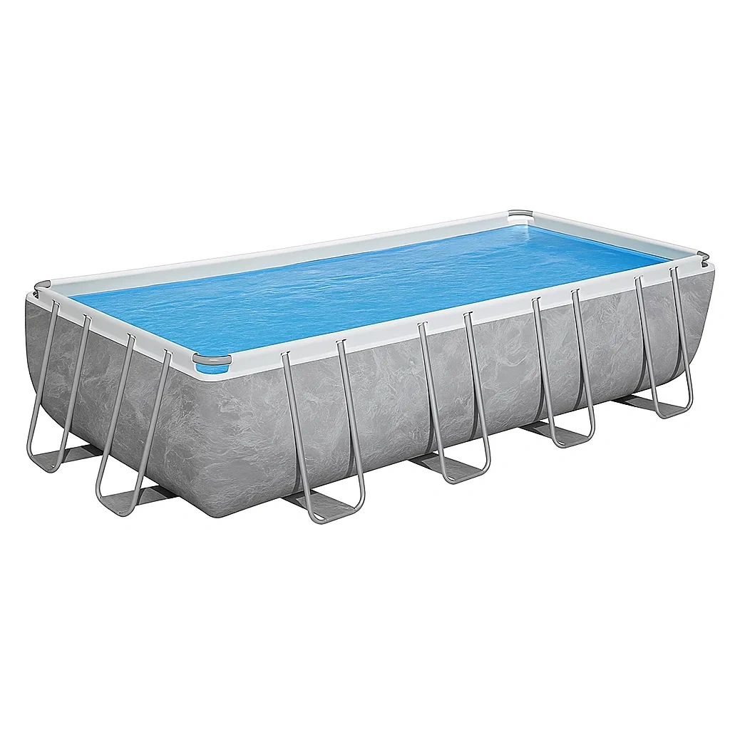 Piscine tubulaire rectangulaire gris/blanc 703x350xh125 cm avec échelle et filtre à cartouche SduRnHR194FV-Meuzen