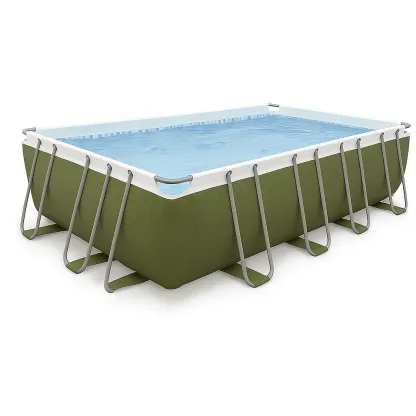Piscine tubulaire rectangulaire 703x350x125 cm vert/blanc avec échelle et filtre hdClmOE195gY-Meuzen