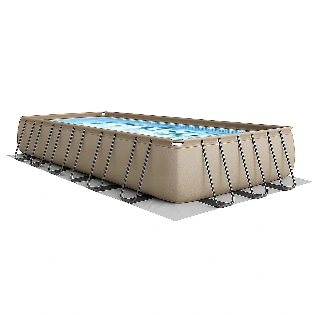 Piscine tubulaire rectangulaire 703x350x125 cm, couleur beige avec échelle et filtre XeznpLE197nm-Meuzen