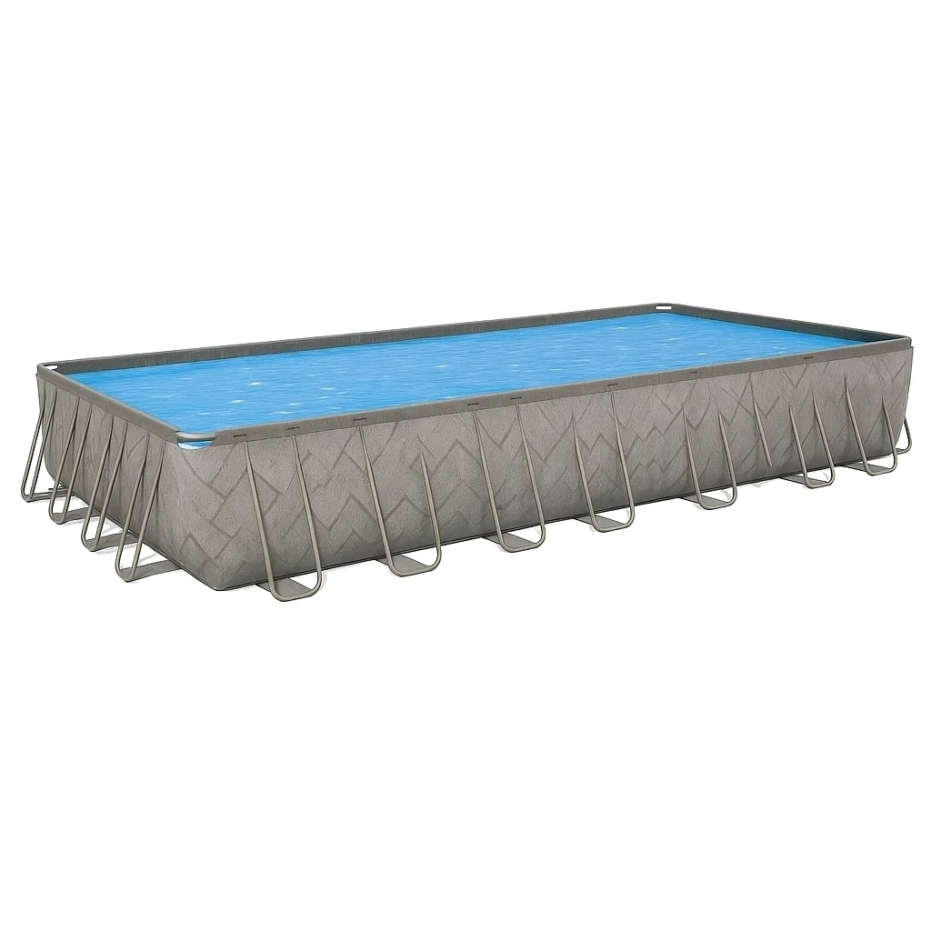 Piscine tubulaire rectangulaire 703x350xh125 cm gris/gris foncé avec échelle avec filtre LnuGuqh198zS-Meuzen