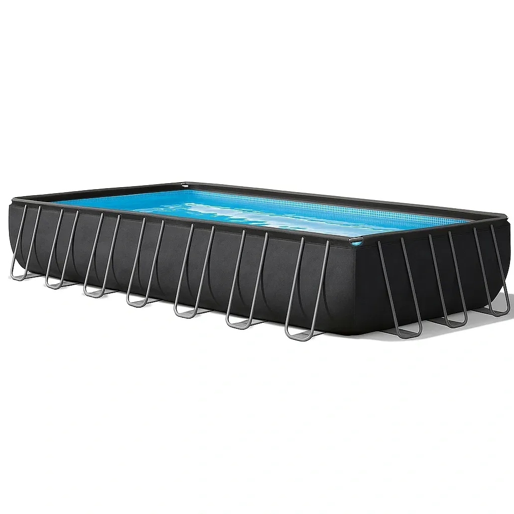 Piscine tubulaire rectangulaire noire 703x350xh125 cm avec échelle et filtre à cartouche rxehIPL200TO-Meuzen