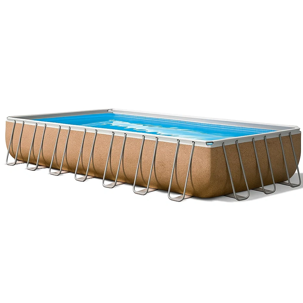 Piscine tubulaire rectangulaire 703x350x125 cm beige/blanc, avec échelle et filtre XSBnaKm203Ea-Meuzen