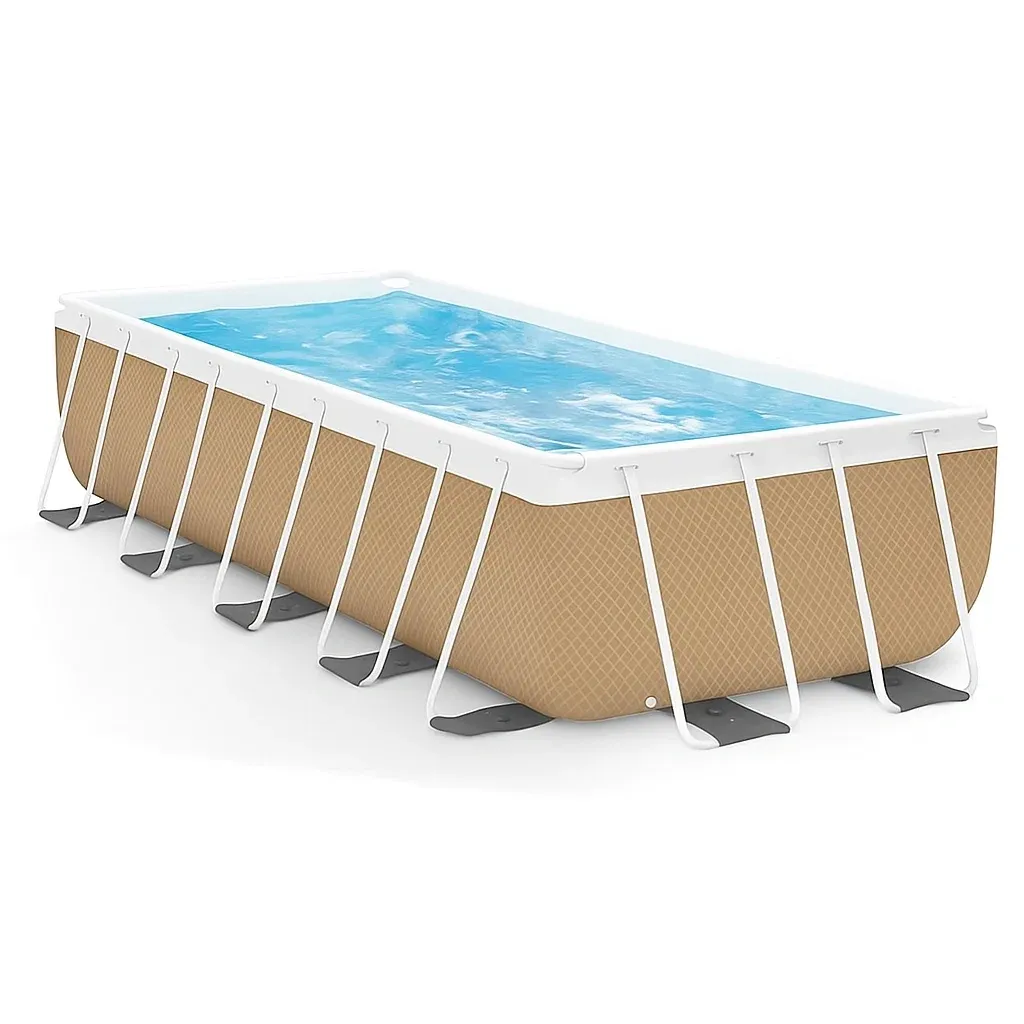 Piscine tubulaire rectangulaire 703x350xh125 cm beige/blanc avec échelle avec filtre SIyYHRU204mv-Meuzen