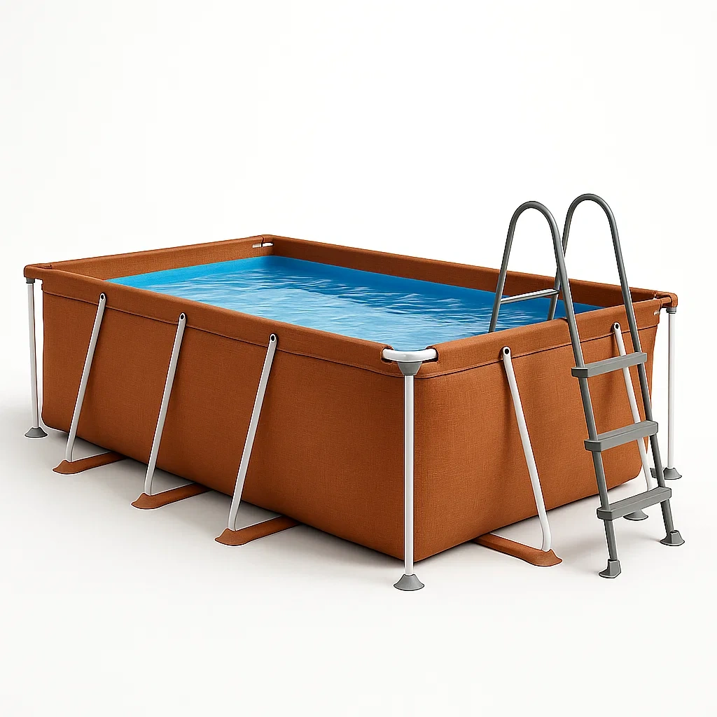 Piscine tubulaire rectangulaire 390x197xh97 cmroux brun avec échelle avec filtre à cartouche qGvABqx151he-Meuzen