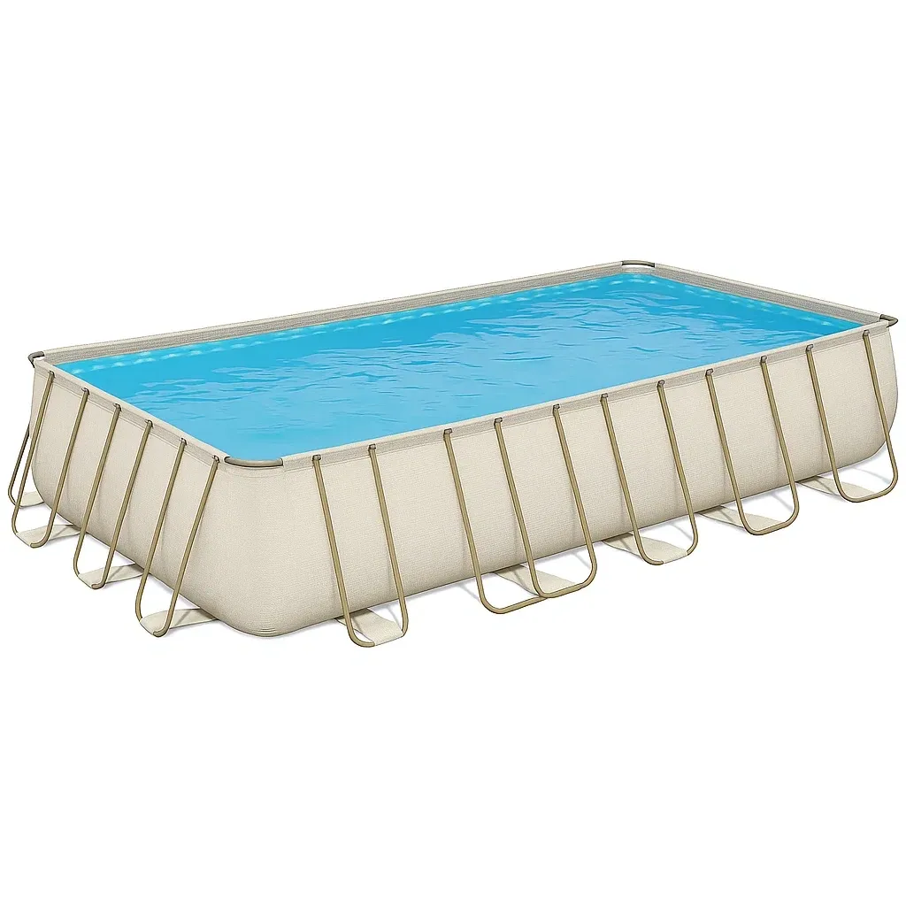 Piscine tubulaire rectangulaire beige clair 703x350xh125 cm avec échelle et filtre à cartouche XaBGsIB206Pl-Meuzen