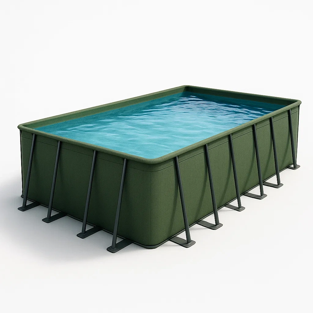 Piscine tubulaire rectangulaire 703x350x125 cm vert foncé avec échelle et filtre xdwnWUR207LP-Meuzen