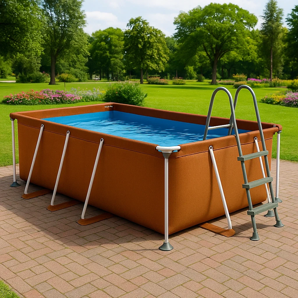 Piscine tubulaire rectangulaire 390x197xh97 cmroux brun avec échelle avec filtre à cartouche qGvABqx151he-Meuzen