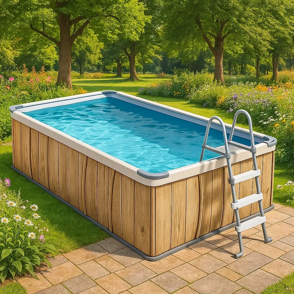 Piscine tubulaire rectangulaire 390x197x97 cm bois/blanc avec échelle et filtre à cartouche iDBFrQJ152jS-Meuzen