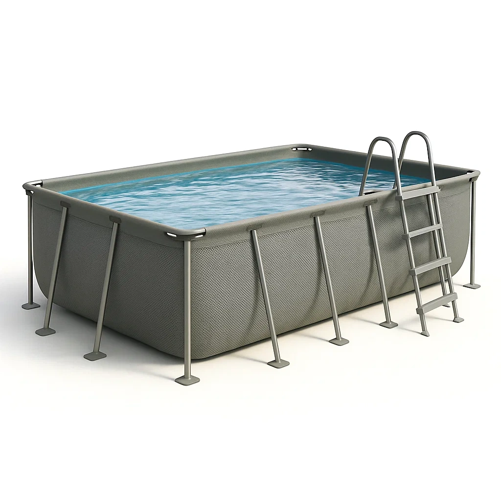 Piscine tubulaire rectangulaire 390x197x97 cm gris avec échelle et filtre lJQUFUk153nC-Meuzen