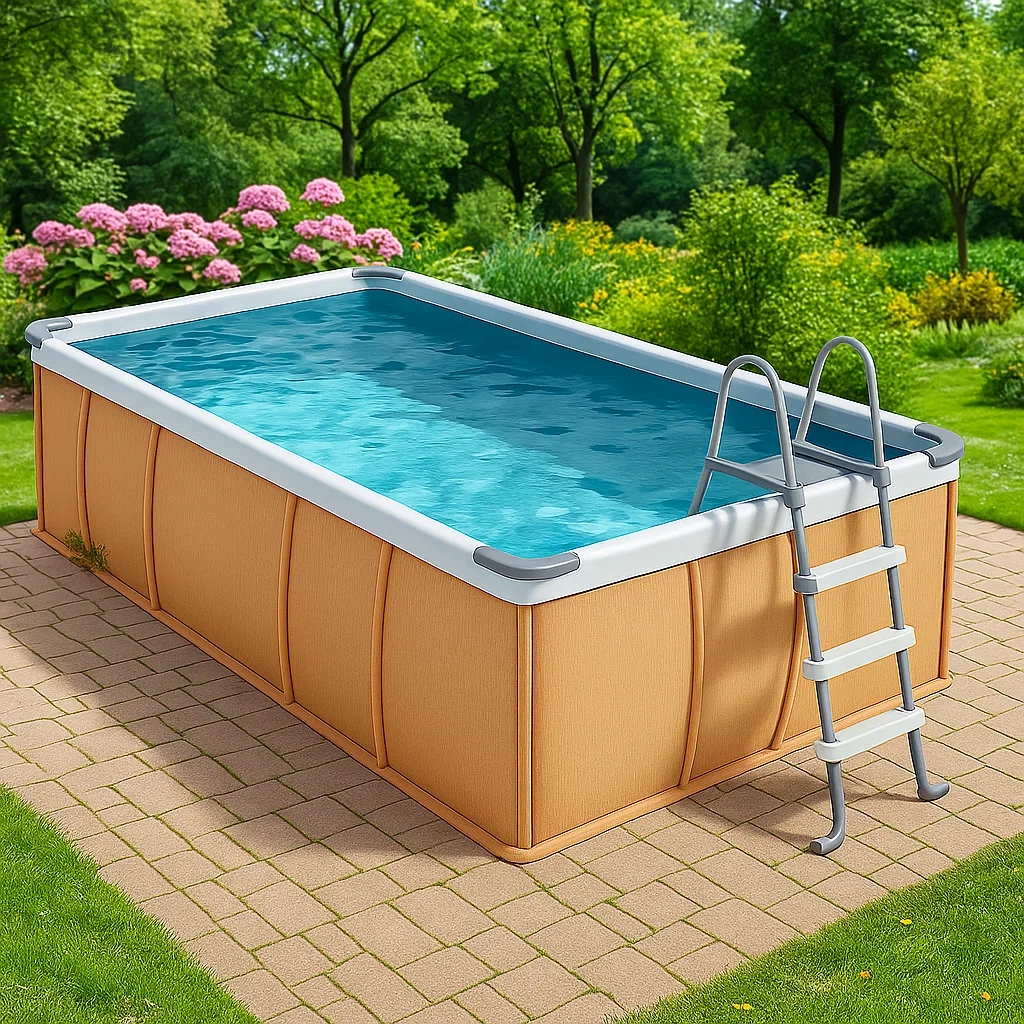 Piscine tubulaire rectangulaire 390x197x97 cm beige/blanc avec échelle et filtre vbsccRQ160Ji-Meuzen