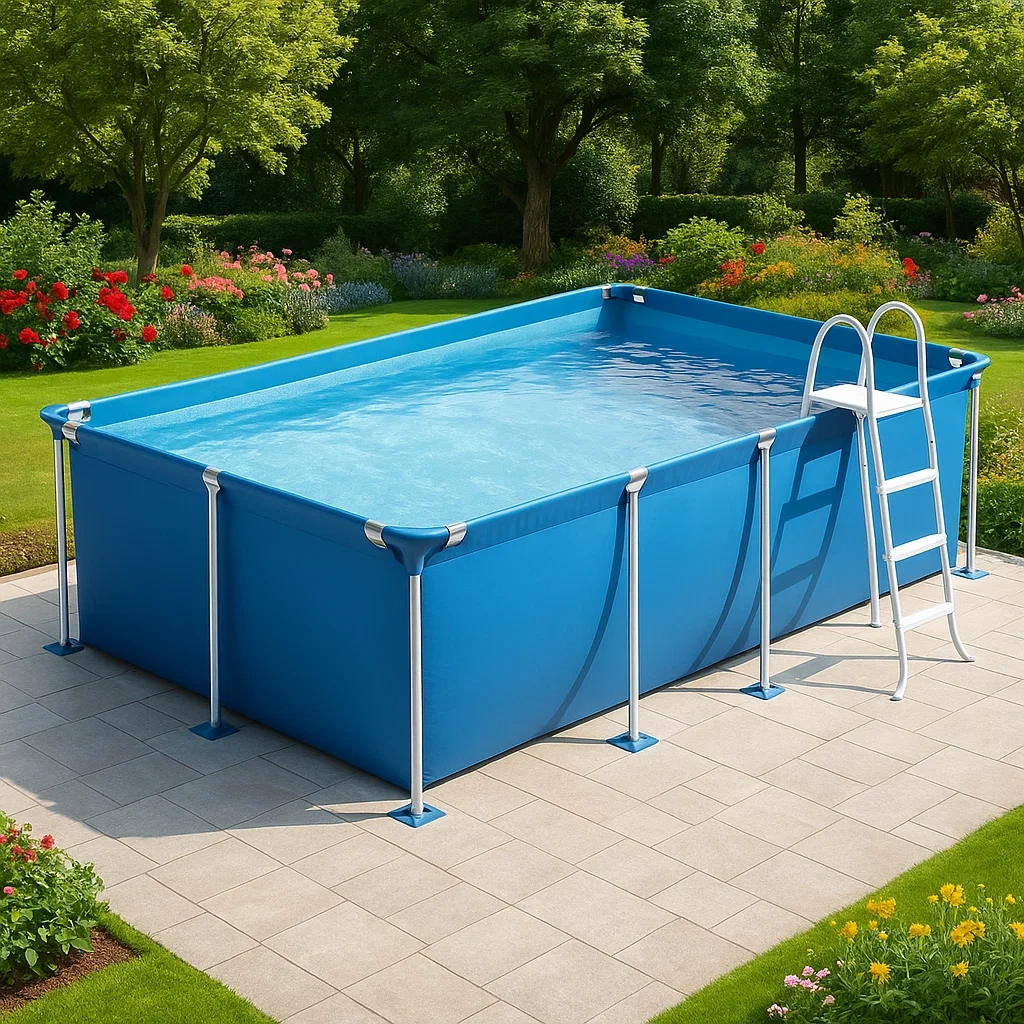 Piscine tubulaire rectangulaire 390x197xh97 cm bleu/blanc avec échelle avec filtre UYJwuyf162Hu-Meuzen