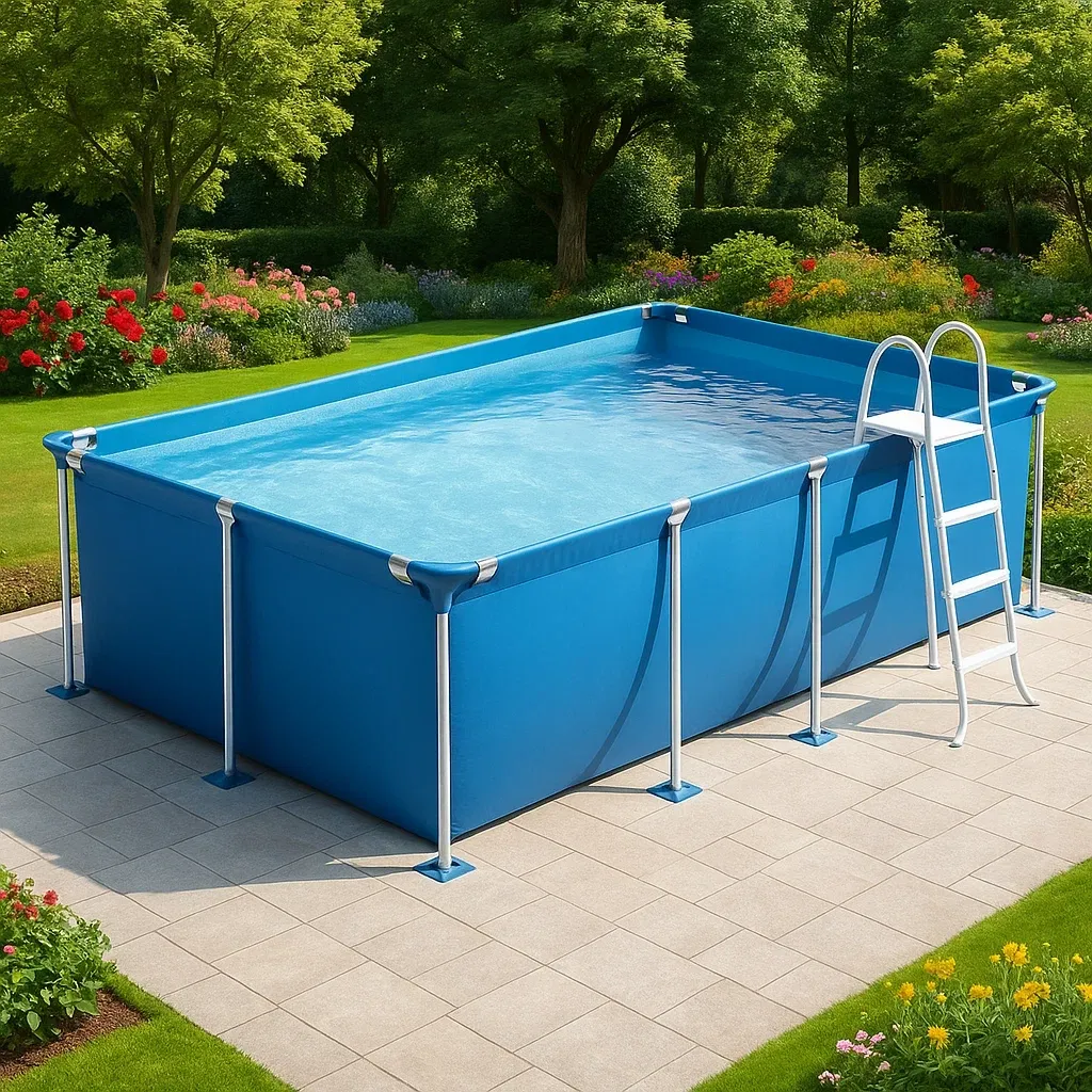 Piscine tubulaire rectangulaire 390x197xh97 cm bleu/blanc avec échelle avec filtre UYJwuyf162Hu-Meuzen