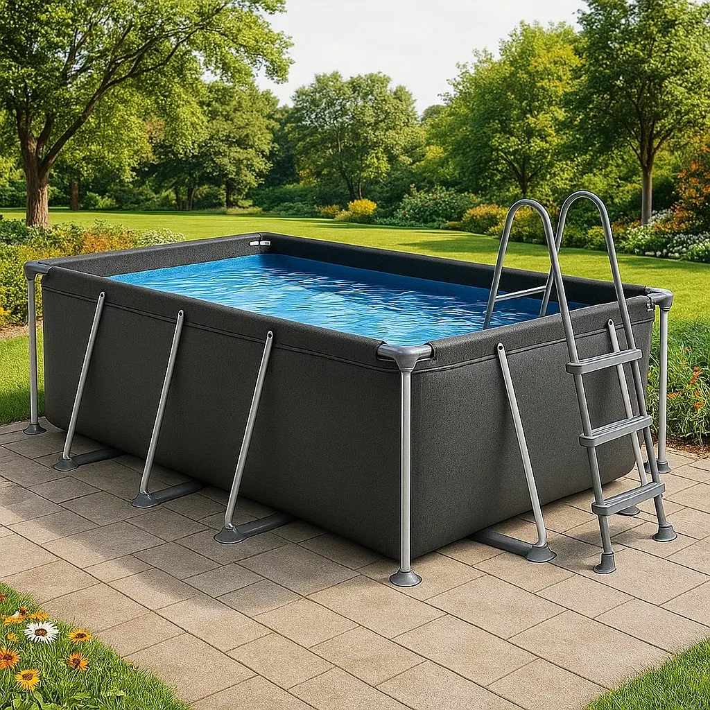 Piscine tubulaire rectangulaire 558x262x116 cm, couleur gris, avec échelle, avec filtre syKoMWh167lT-Meuzen
