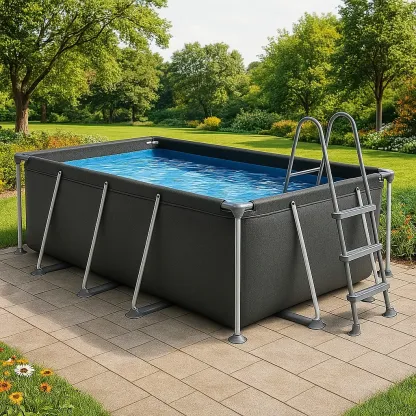 Piscine tubulaire rectangulaire 558x262x116 cm, couleur gris, avec échelle, avec filtre syKoMWh167lT-Meuzen