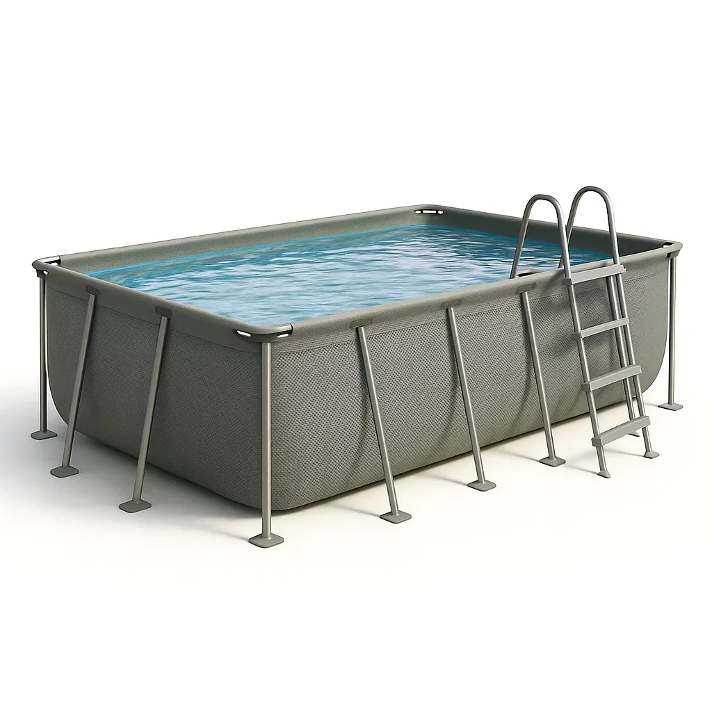 Piscine tubulaire rectangulaire 390x197x97 cm gris avec échelle et filtre lJQUFUk153nC-Meuzen