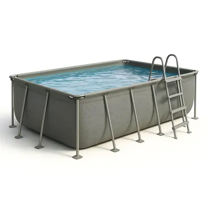 Piscine tubulaire rectangulaire 390x197x97 cm gris avec échelle et filtre lJQUFUk153nC-Meuzen