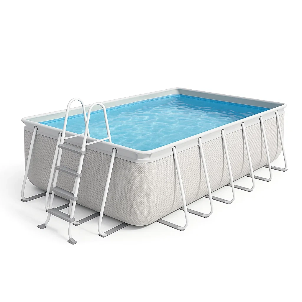 Piscine tubulaire rectangulaire 390x197x97 cm blanc avec échelle et filtre SKxruEX154iN-Meuzen