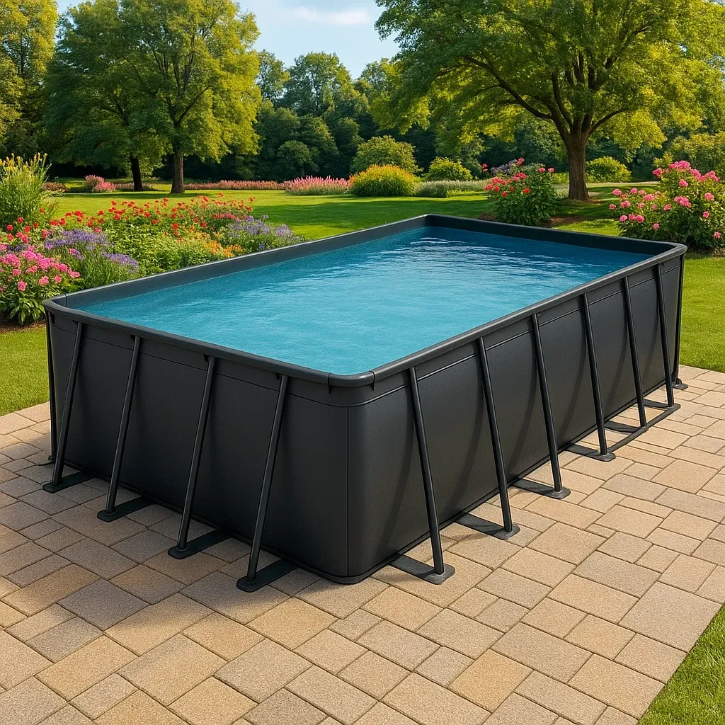 Piscine tubulaire rectangulaire noir 558x262xh116 cm avec échelle et filtre à sable dNuvnyr170oO-Meuzen
