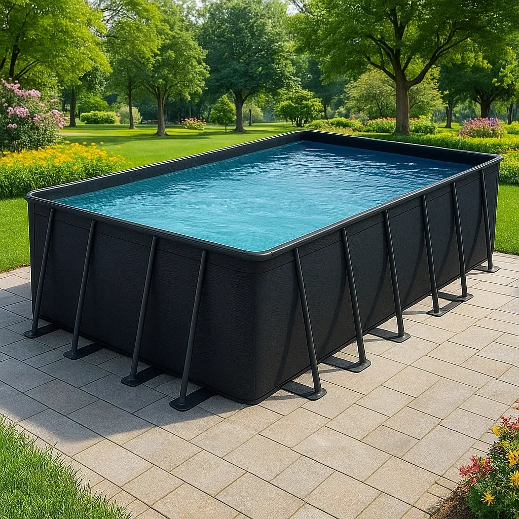 Piscine tubulaire rectangulaire 558x262x116 cm, couleur noir, avec échelle, avec filtre GWObvef173yl-Meuzen