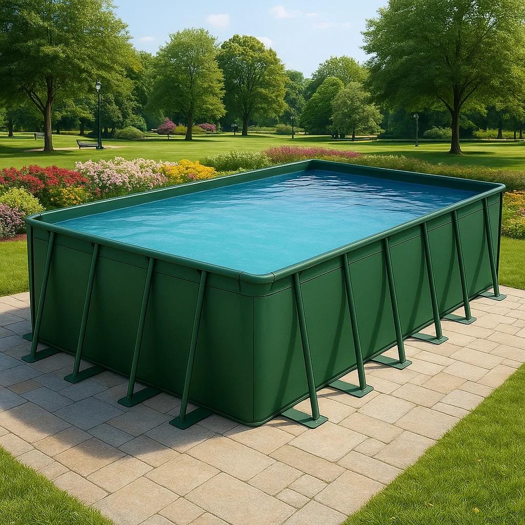 Piscine tubulaire rectangulaire vert 558x262xh116 cm avec échelle et filtre à sable OUCFriu176Gf-Meuzen