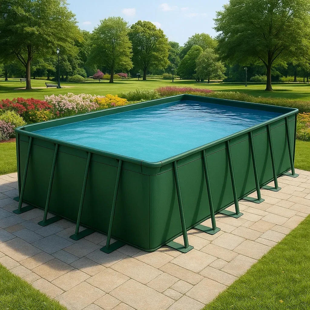Piscine tubulaire rectangulaire vert 558x262xh116 cm avec échelle et filtre à sable OUCFriu176Gf-Meuzen