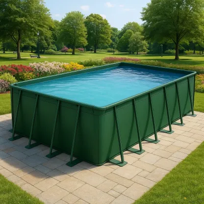 Piscine tubulaire rectangulaire vert 558x262xh116 cm avec échelle et filtre à sable OUCFriu176Gf-Meuzen