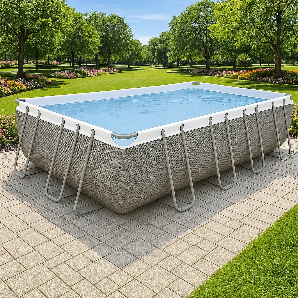 Piscine tubulaire rectangulaire 558x262x116 cm gris/blanc avec échelle et filtre fgROhXt177Rz-Meuzen