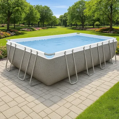 Piscine tubulaire rectangulaire 558x262x116 cm gris/blanc avec échelle et filtre fgROhXt177Rz-Meuzen