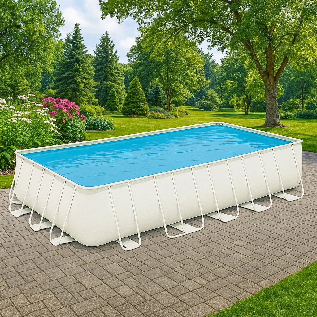 Piscine tubulaire rectangulaire 558x262x116 cm, couleur blanc, avec échelle, avec filtre SVNRVmG179Cv-Meuzen