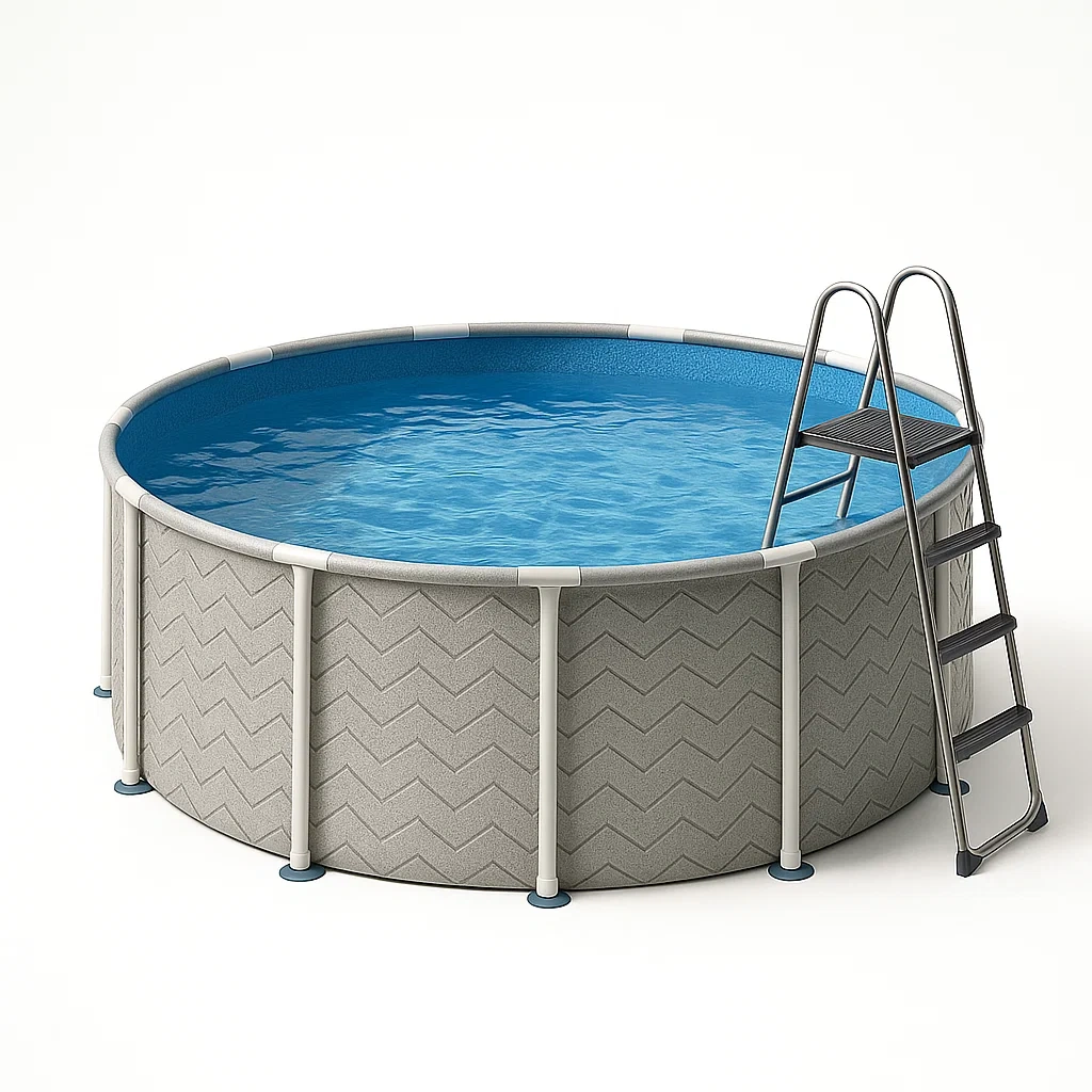 Piscine tubulaire ronde 296x95 cm gris/blanc, avec échelle et filtre LZTjume220vd-Meuzen