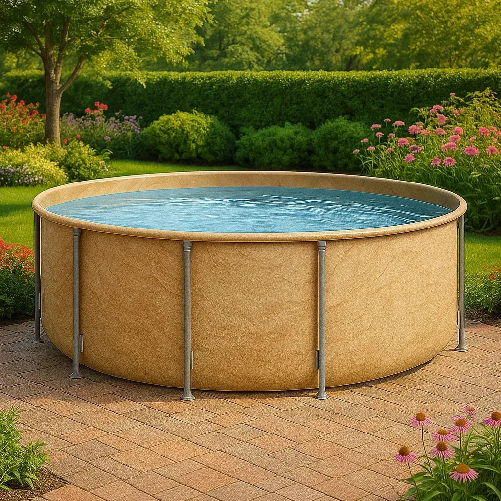 Piscine tubulaire ronde 355xh97 cm bois clair avec échelle avec filtre à sable rPclSQo240gK-Meuzen