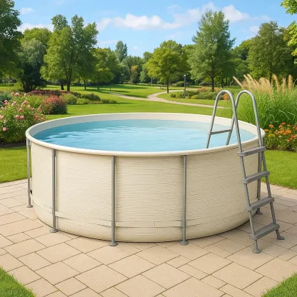 Piscine tubulaire ronde 355x97 cm beige/gris, avec échelle et filtre XOIQzIW250mR-Meuzen