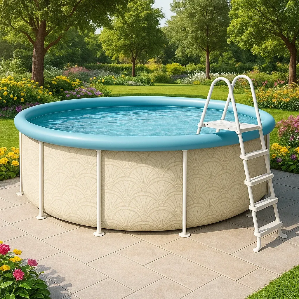 Piscine tubulaire ronde 355x97 cm beige/bleu clair avec échelle et filtre EnTfzmb255OI-Meuzen