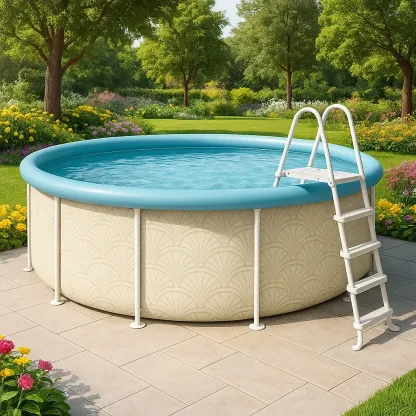 Piscine tubulaire ronde 355x97 cm beige/bleu clair avec échelle et filtre EnTfzmb255OI-Meuzen
