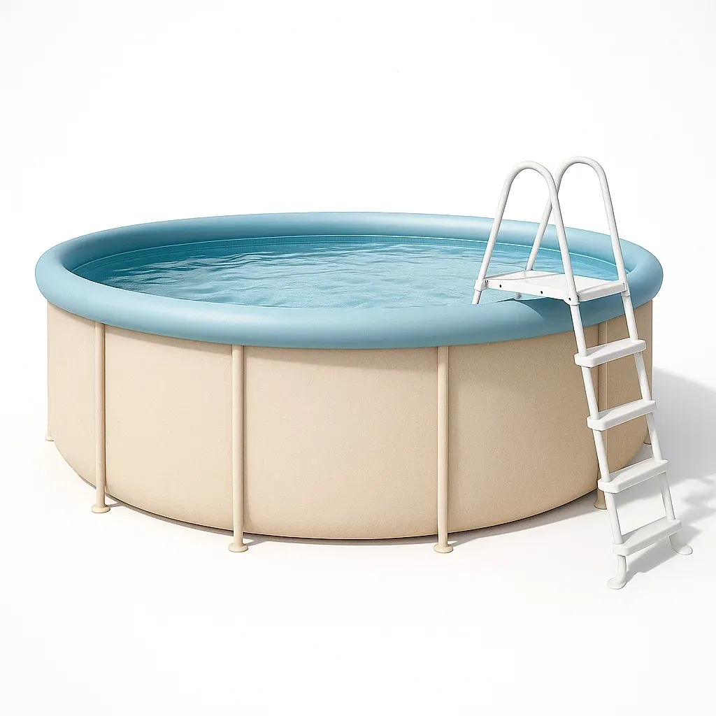 Piscine tubulaire ronde diamètre 296xh95 cm beige/bleu clair avec échelle avec filtre TpDmKXz221Sn-Meuzen