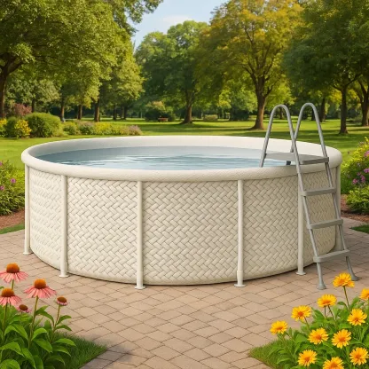 Piscine tubulaire ronde 440x103 cm beige avec échelle et filtre DuAGLLO261Cb-Meuzen