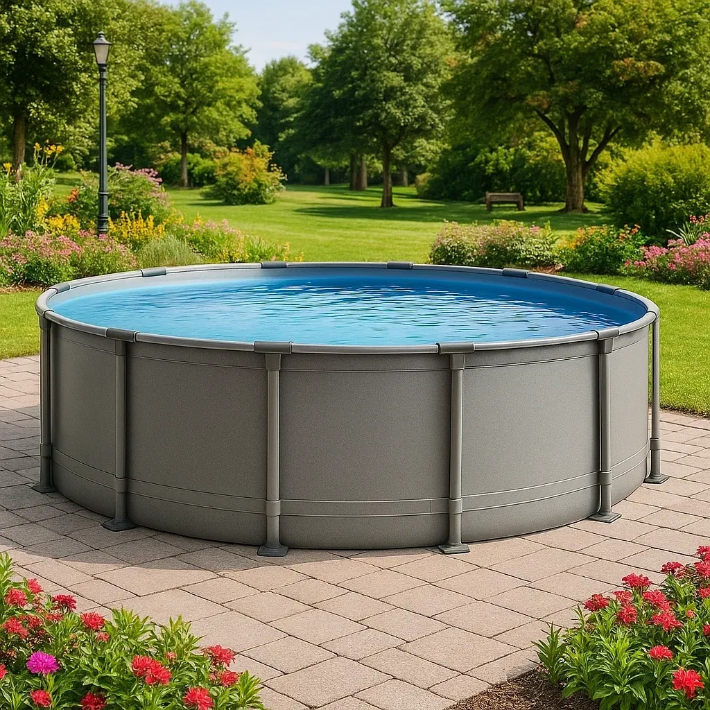 Piscine tubulaire ronde 440x103 cm gris, avec échelle et filtre hHfOzRu262Uz-Meuzen