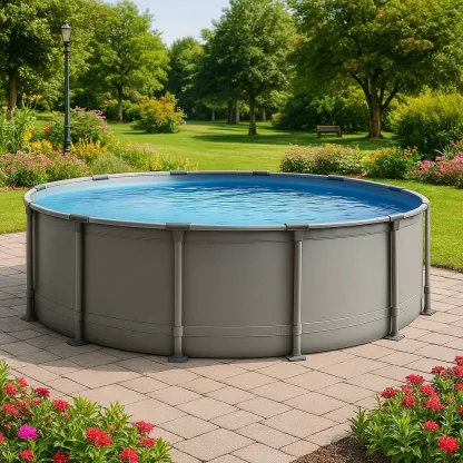 Piscine tubulaire ronde 440x103 cm gris, avec échelle et filtre hHfOzRu262Uz-Meuzen
