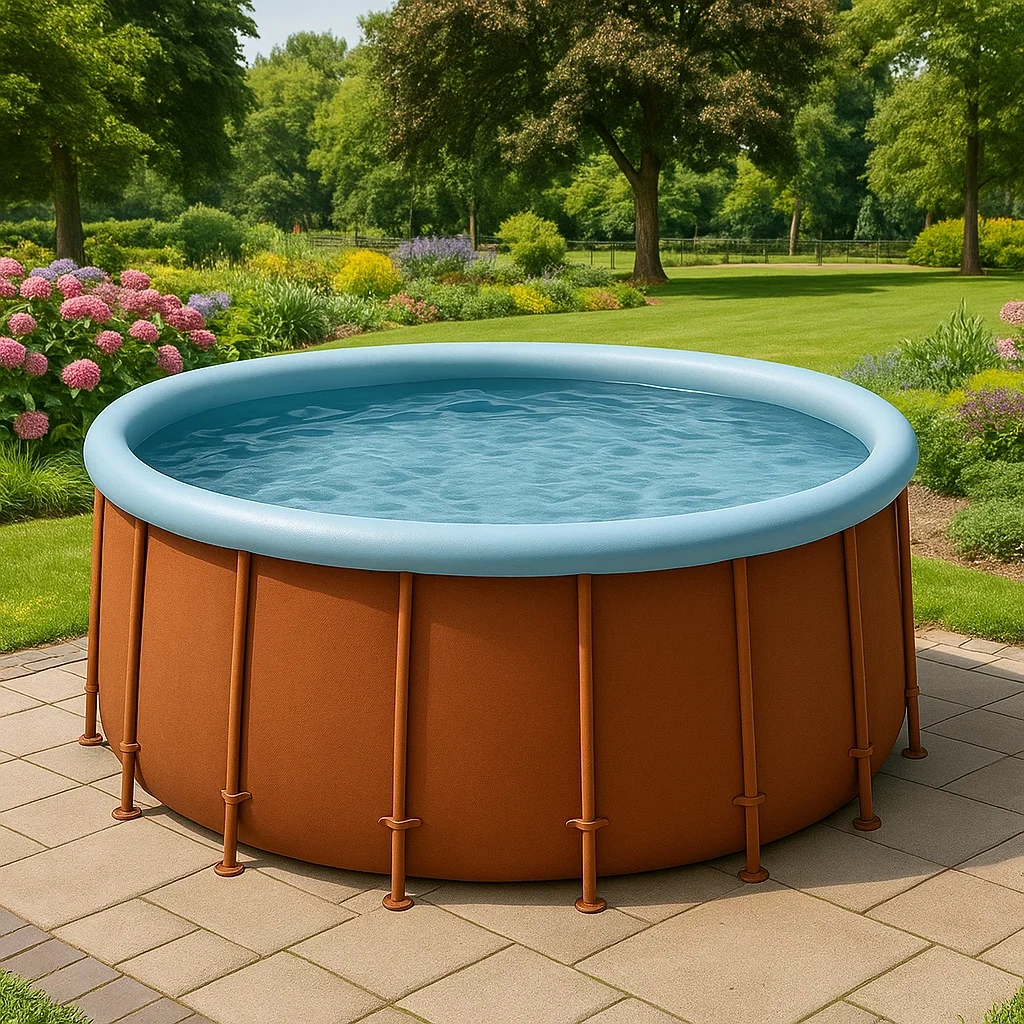Piscine tubulaire ronde 440xh103 cm bleu/marron avec échelle avec filtre à cartouche ptAhyeB264AN-Meuzen