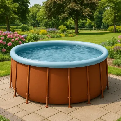 Piscine tubulaire ronde 440xh103 cm bleu/marron avec échelle avec filtre à cartouche ptAhyeB264AN-Meuzen