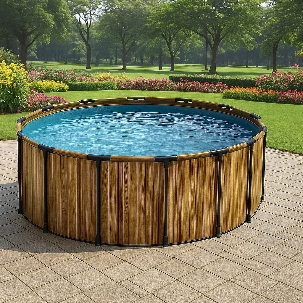 Piscine tubulaire ronde 440x103 cm bois/noir avec échelle et filtre à sable yeaTfyA266mA-Meuzen