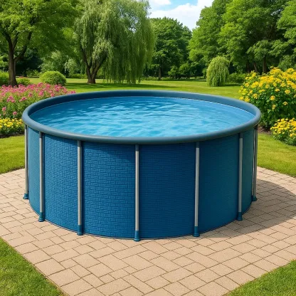 Piscine tubulaire ronde 440x103 cm bleu/gris avec échelle et filtre ltELPMj267ps-Meuzen