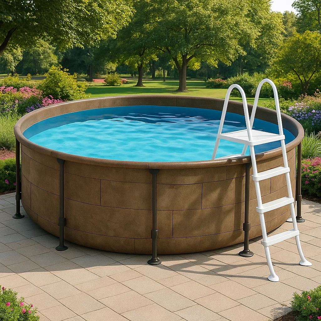 Piscine tubulaire ronde diamètre 440xh103 cm marron pierre avec échelle avec filtre jWkkxuC269Kl-Meuzen