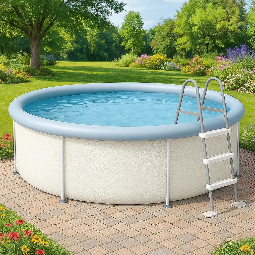 Piscine tubulaire ronde 440xh103 cm bleu clair/beige clair avec échelle avec filtre à cartouche oZYwjBw270VF-Meuzen