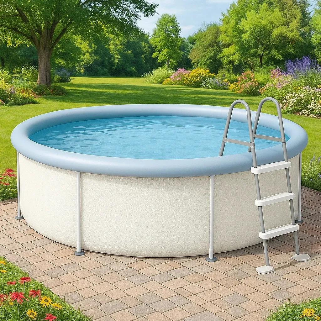 Piscine tubulaire ronde 440xh103 cm bleu clair/beige clair avec échelle avec filtre à cartouche oZYwjBw270VF-Meuzen