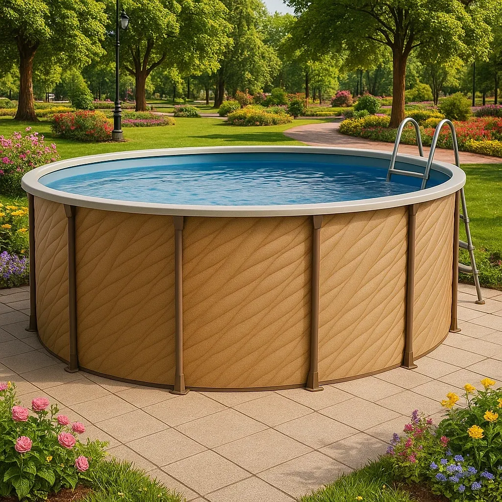 Piscine tubulaire ronde 440x103 cm beige/brun, avec échelle et filtre AVUfhFz274Mr-Meuzen