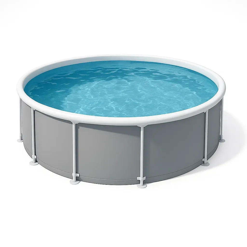 Piscine tubulaire ronde 296x h95 cm gris/blanc avec échelle et filtre à cartouche fegtobM223AF-Meuzen