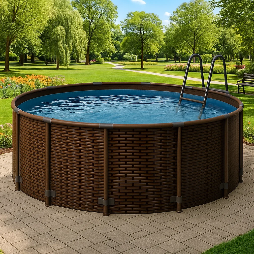 Piscine tubulaire ronde 440x103 cm marron, avec échelle et filtre gWVWktS280sm-Meuzen