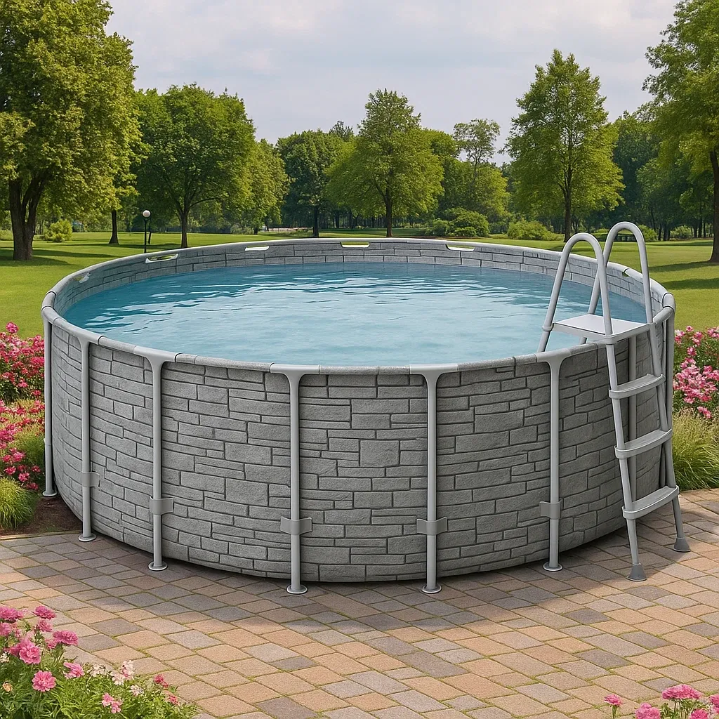 Piscine tubulaire ronde 440x h103 cm gris foncé/gris clair avec échelle et filtre à cartouche SxRUowi283oB-Meuzen